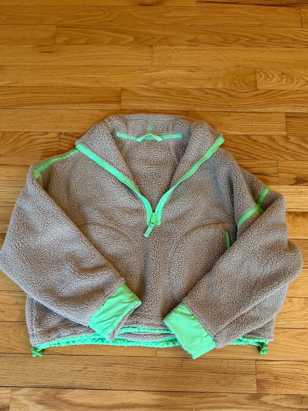 Free People Movement Mountain High 1/2 Zip Fleece Jacket Tan Medium